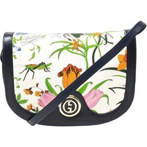 (L5) Authentic Gucci Crossbody Bag White PVC Luxury Vintage Designer Handbag
